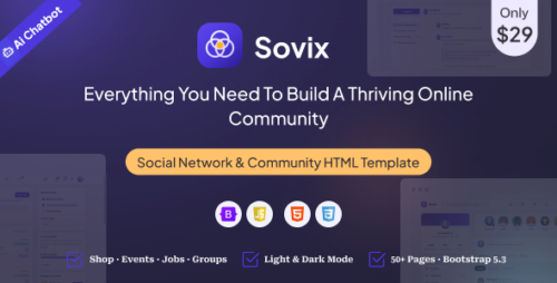 Sovix - Social Network & Community HTML Template